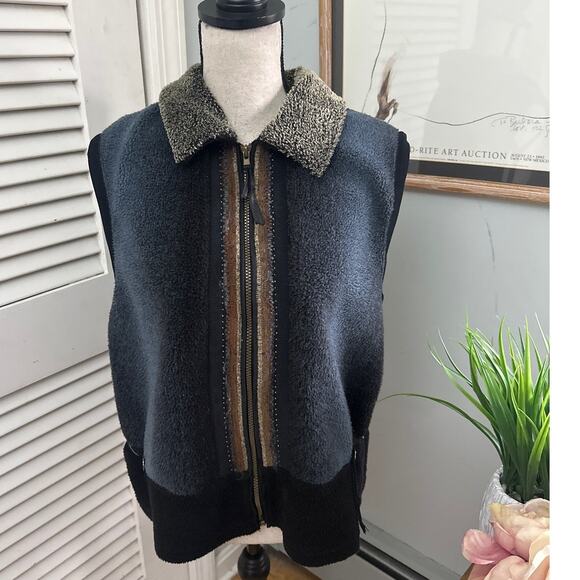 Vintage KD SPRING Womens Vest Large Gray Fleece Full Zip Lagenlook Artsy Boho - Picture 2 of 11